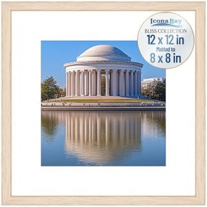 Icona Bay - Cadre Photo Carr&eacute; 30,5x30,5 cm avec Passe-Partout Amovible pour Photo 20x20 cm - Ch&ecirc;ne Clair, Cadre en Composite de Bois Style Moderne - Table/Mur - Collection Bliss (Mendota Merchants LLC, neuf)