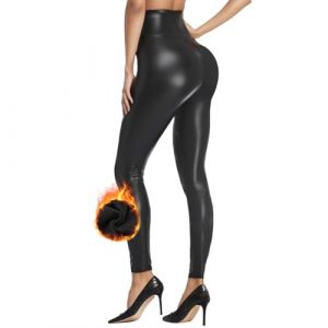 Lishang Legging Simili Cuir Femme &agrave; Taille Haute Sexy Pantalon Cuir PU Pantalons Collants Legging Similicuir Chaud Thermique Hiver (Limall, neuf)
