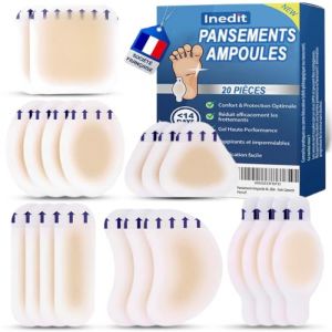 Pansement Ampoule - Soin Medical - Pansements Gel Hydrocolloïdes - Protection Frottement Pied/Talon/Orteils/Doigts - Gel Silicone Invisible - Soin Garanti (20 PIÈCES PIED/TALON/ORTEIL/MAIN/DOIGT) (Brio&Co, neuf)