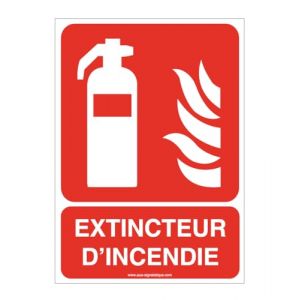 AUA SIGNALETIQUE - Panneau ISO 7010 Extincteur d'incendie F001-AI - 75x105 mm, Vinyl adh&eacute;sif (AUA SIGNALETIQUE, neuf)