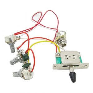 Pxyelec Faisceau de câblage pré-câblé 3 x 500 K Pots 1 volume 2 boutons de contrôle de tonalité Interrupteur 5 voies pour guitare Stratocaster (PXYELEC2018, neuf)
