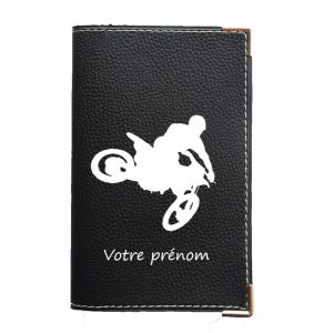 Syl'la Porte Carte Grise et Papier Voiture en Simili pour Femme ou Homme Noir (Moto Cross personnalisé avec prenom) (sylla city, neuf)