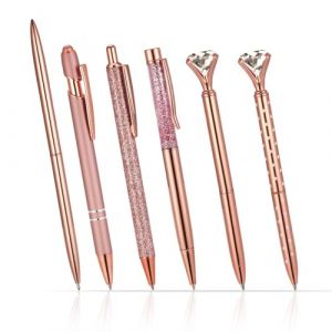 Stylo À Bille En Métal, Stylo À Bille Brillant, 6 Pièces Stylo À Bille Rose Or Encre, Stylo En Cristal de Diamant, Stylos À Bille Pour Femme, Stylos À Bille En Or Rose, Stylo À Bille Rose(Rose) (DIDIhouse, neuf)