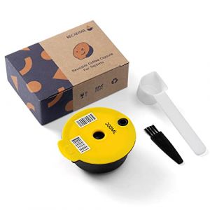 RECAFIMIL Dosettes de caf&eacute; Tassimo r&eacute;utilisables 200 ml rechargeables avec couvercle en silicone jaune compatibles avec la machine Bosch Tassimo (RECAFIMIL-FR, neuf)