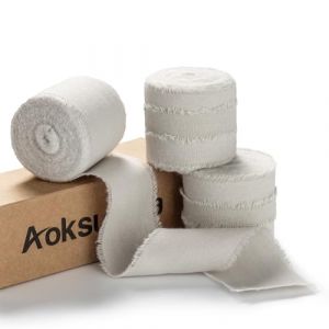 AOKSUNOVA Ruban en coton &agrave; franges pour mariage, 3,8 cm, gris, large (AOKSUNOVA-FR, neuf)