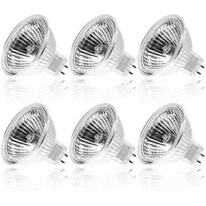 WeshLMPO Ampoule Halogène GU5.3 20W 12V, Ampoule MR16 Dimmable 280LM 2700K Blanc Chaud, Ampoule Halogene 2 Broches Couvercle en Verre pour Plafonnier, Pack de 6 (panyunancun, neuf)