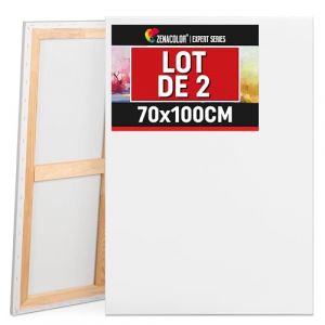Zenacolor Toile a Peindre 70x100 - Set de 2 Canvas Toile Peinture sans Acide - Tout Type de Peinture sur Toiles (BMS France, neuf)