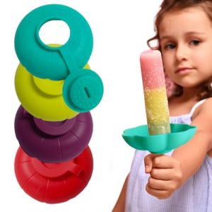 HAMKU 4 Pi&egrave;ces Support cornet de glace, Support &Agrave; Glace En Silicone, Receveur D'&eacute;gouttement De Support De Sucette Glac&eacute;e, Support De Cornet De Rame (Jaune, Vert, Rouge, Violet) (STAR JINGWEN, neuf)
