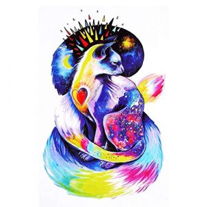 JUSTFOX Tatouage temporaire chat multicolore design temporaire adhésif art corporel (Just Fox, neuf)