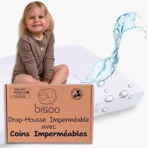 Bisoo Magic Drap 50x90 - Drap-Housse Imperméable Intégral 2en1: Drap en Coton Jersey + Alèse Protège-Matelas pour Cododo - Tout Doux Respirant Silencieux, Oeko-Tex (90x50 Blanc) (Bisoo LLC, neuf)