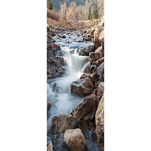A.Monamour Sticker Porte Autocollant Poster De Porte 3D Roche Pierres Montagne Chute d'eau Rivière Ruisseaux Nature Paysages Vinyle Affiche De Porte Sticker Mural Papier Peint Art Décor 95 x 215 cm (A.Monamour Boutique, neuf)