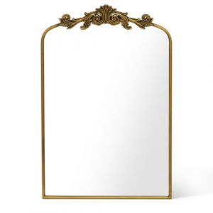 Awhtixbo Miroir baroque dor&eacute; antique vintage semi-circulaire - D&eacute;coration murale pour salon, couloir - Magnifique miroir mural de style baroque - 60 x 90 cm (Awhtixbo, neuf)