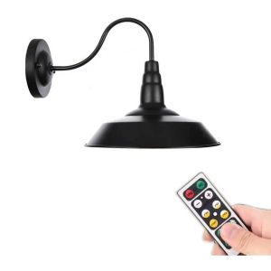 AAOTE Applique Murale LED Industrielle Noire à Piles sans Fil avec télécommande, Applique Murale sans Fil décoration Murale rétro Art Photo éclairage pour Chambre Commode Salle de Bain loft Salon (VigorMotive, neuf)