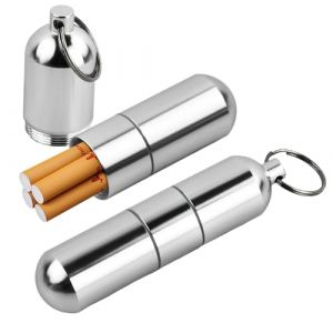 2 pi&egrave;ces Mini &eacute;tui &agrave; cigarettes en aluminium, &eacute;tui &agrave; cigarettes m&eacute;tallique &eacute;tanche divisible bo&icirc;te &agrave; pilules avec porte-cl&eacute;s, bo&icirc;te &agrave; cigarettes ronde en m&eacute;tal pour voyage, camping, parfait pour (zhiyuanhao, neuf)