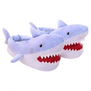 Chaussons en Peluche Animaux Mignons, Paire de Chaussons d&lsquo;Int&eacute;rieur Anti-Glisse, Cr&eacute;atif Requin en Peluche Pantoufles en Forme de Requin Dr&ocirc;le, Confortables et Chauds pour Adulte Unisexe, Bleu Clair (JINGMENGFUSHI, neuf)