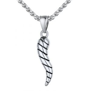 U7 Collier Corne Italinne Rayé Argent pour Homme Chaîne Pendentif Amulette Protection (HMDEU, neuf)