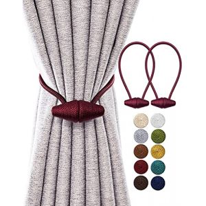 TECVINCI Embrasses de Rideau Magn&eacute;tiques avec Aimant Plus Grand de Mise &agrave; Niveau, Paquet de 2 Retenues de Draperie de 40 cm pour Rideau Int&eacute;rieur et Ext&eacute;rieur - Bourgogne (DewStar, neuf)
