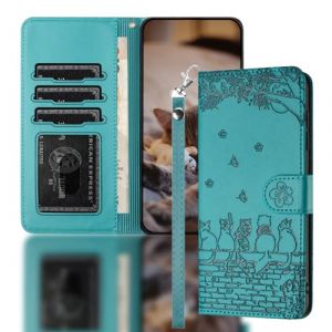 Nokverzy Coque pour Huawei P30 Pro(6.47") Porte Carte Aimantée Antichoc Portefeuille Cuir Coque Telephone Portable Clapet pour Huawei P30 Pro(6.47") Protection Etui avec Cordon Chat Clôture Bleu (annuo, neuf)