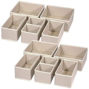 Kiswleon 12 Pièces Organisateur Tiroir,Plastiques Rangement Tiroir,Boite Rangement Vetement, Rangement Sous vetement,Organisateur Vetement de Sous-vêtements en Tissu, Pour (Kiswleon, neuf)