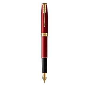 Parker Sonnet stylo plume | rouge intense avec attributs or | plume moyenne | coffret cadeau (Parker - Rotring - Waterman, neuf)