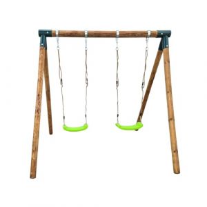 MASGAMES Kaba Double balan&ccedil;oire | angle droit | structure compacte | bois trait&eacute; pour l'ext&eacute;rieur | (2 si&egrave;ges plats) (MASGAMES, neuf)