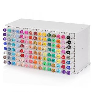 Loghot Organiseur de rangement pour marqueurs à 120 emplacements pour bureau avec séparateur amovible pour ranger des marqueurs, stylos, crayons de couleur, fournitures artistiques (blanc, 120 trous) (Fangfang132, neuf)
