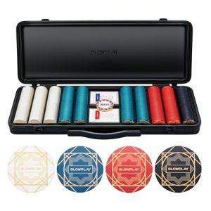 SLOWPLAY Nash Poker Set, jetons de Poker en c&eacute;ramique 500 PCS [sans num&eacute;rotation] 43mm | Malette de Poker Texas Holdem, Coffret de Poker | avec Cartes de Poker, Bouton Dealer (SLOWPLAY, neuf)