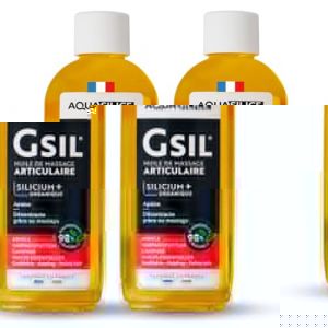 GSIL - Huile de Massage Articulaire Chauffante - Lot de 2 x 100 ml - Silicium Organique, Arnica, Harpagophytum & Huiles Essentielles - Soulage, Relaxe & D&eacute;noue les Tensions - Fabriqu&eacute; en France (Abiocom, neuf)