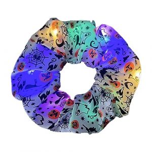 Élastiques à cheveux lumineux pour Halloween, tête de mort, chouchou français lumineux, support de queue de cheval lumineux pour Halloween, tête de mort, citrouille (ZZZzz, neuf)