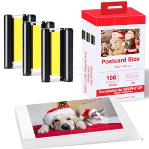 Compatible avec Canon Selphy 3115B001(AA), 3 cartouches et 108 papier photo pour Selphy CP1500, CP810, CP820, CP910, CP1000, CP1200, CP1300 (CRTBOTW Store, neuf)