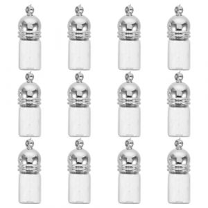 COLLBATH 12 Pièces Mini Flacon Verre Vintage pour Huile Essentielle Pendentif avec Trou de Suspension Flacon Aromathérapie Portable pour Voyage et Bijoux (JianLui, neuf)