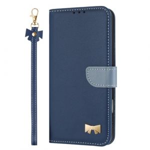 TAUYN Coque pour Honor X5c Plus, PU Cuir Flip &Eacute;tui Anti-Chocs TPU Prot&eacute;ger Housse, Emplacement pour Carte & Support Fonction, avec Cordon -Bleu Fonc&eacute; (Kuaigu, neuf)