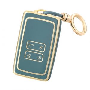 OFF WE GO Coque de Cl&eacute; Voiture pour Renault Voiture Cl&eacute; &agrave; T&eacute;l&eacute;commande &Eacute;tui avec Porte-cl&eacute;s TPU Coque Protection Cl&eacute; Voiture pour Clio Espace Talisman Megane Kadjar Captur Arkana Sandero, Or Bleu (OFF WE GO, neuf)