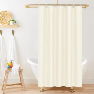 LUKDUNG Rideau de douche en polyester textile, 100 x 200 cm, anti-moisissure, pour baignoire, douche, en tissu, imperm&eacute;able, lavable, avec 7 crochets, beige (LIK, neuf)