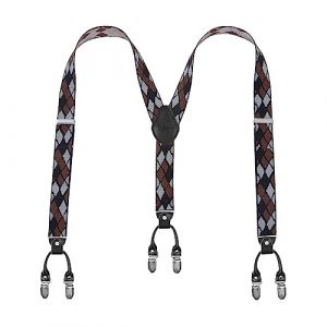 Lafayon Bretelles pour Homme 6 Clips Y-Back, 3,5 cm de Largeur, R&eacute;glables et &Eacute;lastiques, avec Pinces M&eacute;talliques Solides et Coffret Cadeau (Lafayon store, neuf)