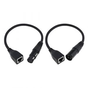 EMSea Lot de 2 adaptateurs XLR 3 Broches Femelle et mâle vers RJ45 Femelle - Câble Adaptateur XLR pour contrôleur LED - 30 cm (EMC_Store, neuf)