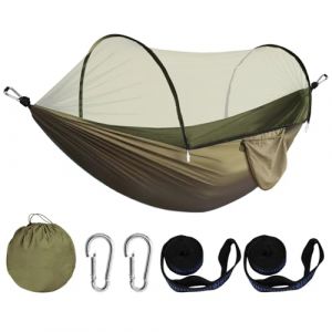 USHOP Hamac de Camping,Hamac d'extérieur avec moustiquaire,Hamacs de Voyage Ultra-Léger 260 × 140 cm,Nylon de Parachute Respirant à séchage Rapide,Charge maximale de 250 kg,Adapté au Jardin,Camping (HADALA YYDS Kft., neuf)