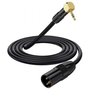 Câble XLR à angle droit 90° 3,5 mm vers XLR vers 3,5 mm - Câble adaptateur mini jack stéréo vers XLR non équilibré 1/8" pour téléphone portable, ordinateur portable, haut-parleurs, table de mixage (Haoshanhe, neuf)
