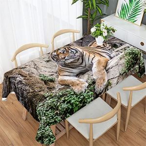 Morbuy Nappe de Table Rectangulaire Imperméable, Motif Tigre Nappes Anti Tâches Infroissable Couverture de Table à Manger pour Fête Cuisine Jardin Picnic (150x300cm,Tigre des forêts) (Morbuy, neuf)