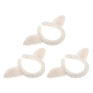 Healifty Lot de 3 Serrage-T&ecirc;tes Oreilles d'Agneau en Peluche Blanche Bandeaux Doux Antid&eacute;rapants pour Adultes et Gar&ccedil;on et Filles Accessoires Cosplay et Couvre-Chefs de D&eacute;guisement de (Madonna Tied, neuf)