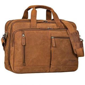 STILORD "Arnold Spacieux Sac Bandouli&egrave;re Cuir Sacoche Ordinateur 17 Pouces &agrave; 19 Vintage Sac d'Affaires Hommes Grand Cartable Professeur Femme Cuir V&eacute;ritable Couleur:tan - marron - scuro (STILORD Cuir, neuf)