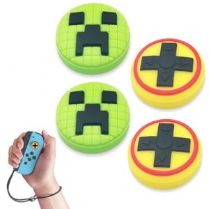 XPOOP 4 Pièces Capuchons de Joystick compatibles, Grip Caps, Capuchon pour Joystick Switch Compatible avec Manette Nintendo Switch Kirby/OLED/Lite, Soft Grip en Silicone (Vert et Jaune) (XPOOP, neuf)