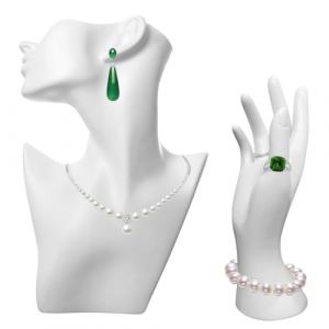 YANGSHINE Lot de 2 pr&eacute;sentoirs &agrave; bijoux pour t&ecirc;te de buste, boucles d'oreilles, mannequin, main, bracelet, bague pour la vente de spectacle, d&eacute;coration d'int&eacute;rieur, blanc (yangshine, neuf)