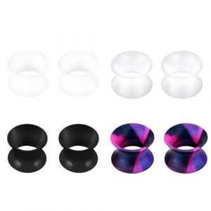 4 Paires Écarteur d Oreilles en Silicone, 3-25mm Écarteur Tunnel Plugs Silicone Flexibles Double évasé Bijoux Plugs écarteurs Tunnel pour Piercing d'Oreille Unisexe (Mélange de couleurs 2, 22mm) (YUDA-, neuf)