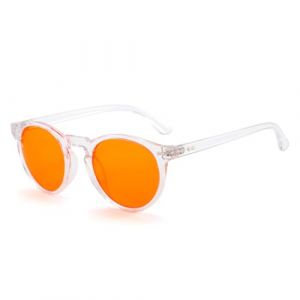 Long Keeper Lunette Anti Lumiere Bleue Homme Femme Lunettes Orange Anti Lumi&egrave;re Bleue Rondes Retro Lunettes Ordinateur Anti Fatigue Filtre Bleu pour Gaming PC (Cadre Transparent) (LongKeeper, neuf)