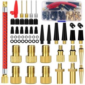 54 Pi&egrave;ces Embout Pompe &agrave; V&eacute;lo, Adaptateur de Pompe &agrave; V&eacute;lo, DV SV AV Adaptateur Pompe Velo, Embout Gonflage Ballon, Aiguille Gonflage Ballon, pour V&eacute;lo, Pompe &agrave; V&eacute;lo et Compresseurs Pompes (FengQingYi, neuf)