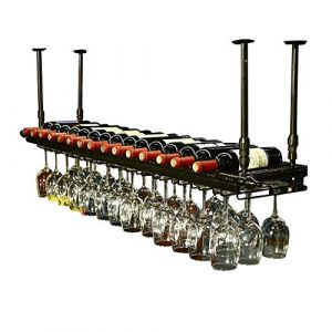N / A Plafond casier &Agrave; Vin LINLINZ Casiers &Agrave; Vin Au Plafond Suspendus Porte-Verres &Agrave; Pied, Hauteur R&eacute;glable &Eacute;tag&egrave;re De D&eacute;cor pour Les Bars, Restaurants, Cuisines, 2 Coloris (Color : Black) (LINLIN SHOP, neuf)