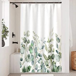 Uiiooazy Rideau Douche Anti Moisissure, Rideau Douche 120x180cm Vert Sauge Feuilles d'eucalyptus Fleuri Rideaux de Baignoire Tissu Lavable Imperm&eacute;able Polyester Rideaux Salle de Bain avec 8 Crochets (dongguibinjingpinxiaodianpu, neuf)
