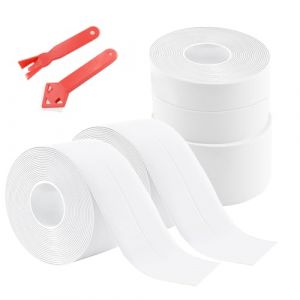 BEASAFY 4 Pi&egrave;ces Joint Blanc Salle de Bain, 3,2 m x 3,8 cm Ruban Adh&eacute;sif Ruban D'&eacute;tanch&eacute;it&eacute; Autocollante en PVC, Bande Etancheite avec 2 Outils D'&eacute;tanch&eacute;It&eacute; pour Cuisine, Salle de Bain, Toilette (Meianan EU, neuf)