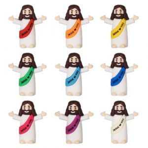 WUSJCOF 9 pcs Mini Figurines de Jésus, Jouet Classique du Christ pour Enfants, Fêtes Religieuses, Bricolage, Décoration, Cadeaux Baptême, Figurine Colorée en PVC Faite à la Main de Bethléem(Style 2) (NAROU DUTEN, neuf)